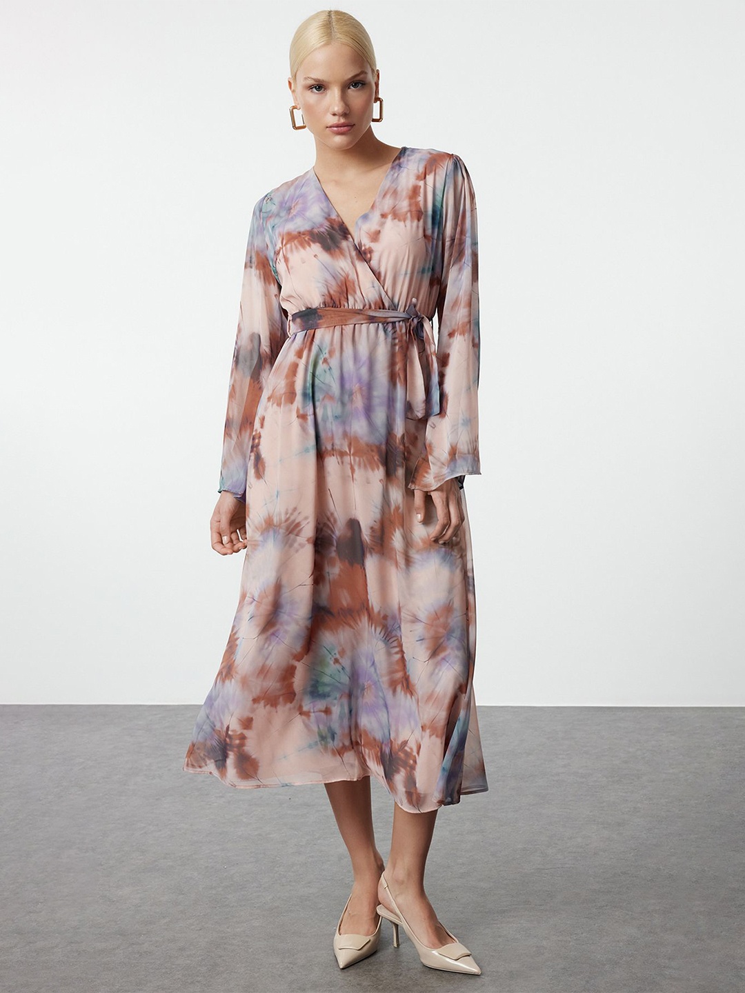 

Trendyol Print Empire Midi Dress, Na