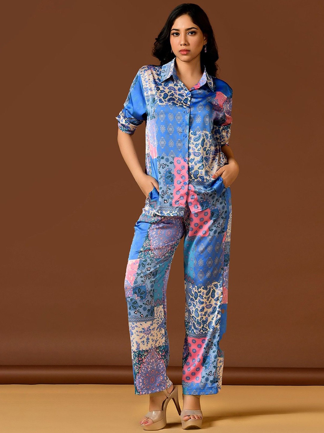 

Unityshop Printed Shirt With Trousers Co-Ords, Blue