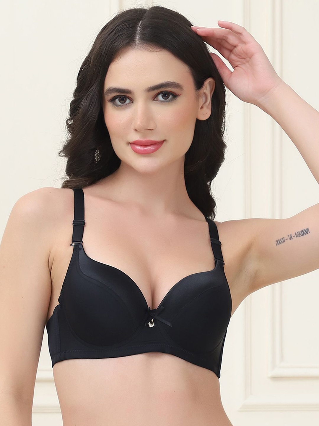 

PrettyCat Medium Coverage Underwired Lightly Padded T-shirt Bra, Black