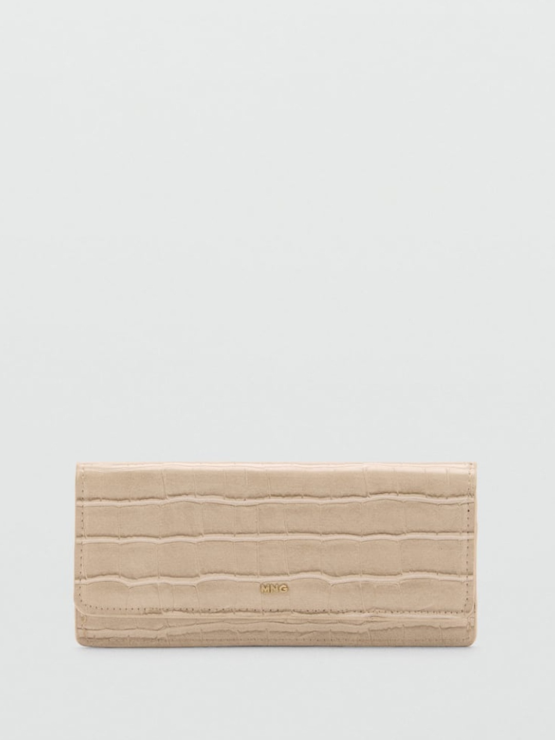 

MANGO Women Croc Textured Envelope Wallet, Beige