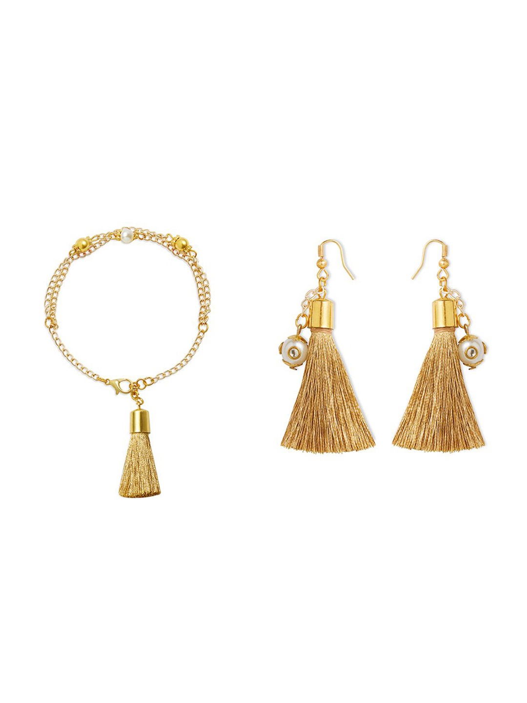 

RIBBON CANDY Beaded-Studded Jewellery Set, Gold