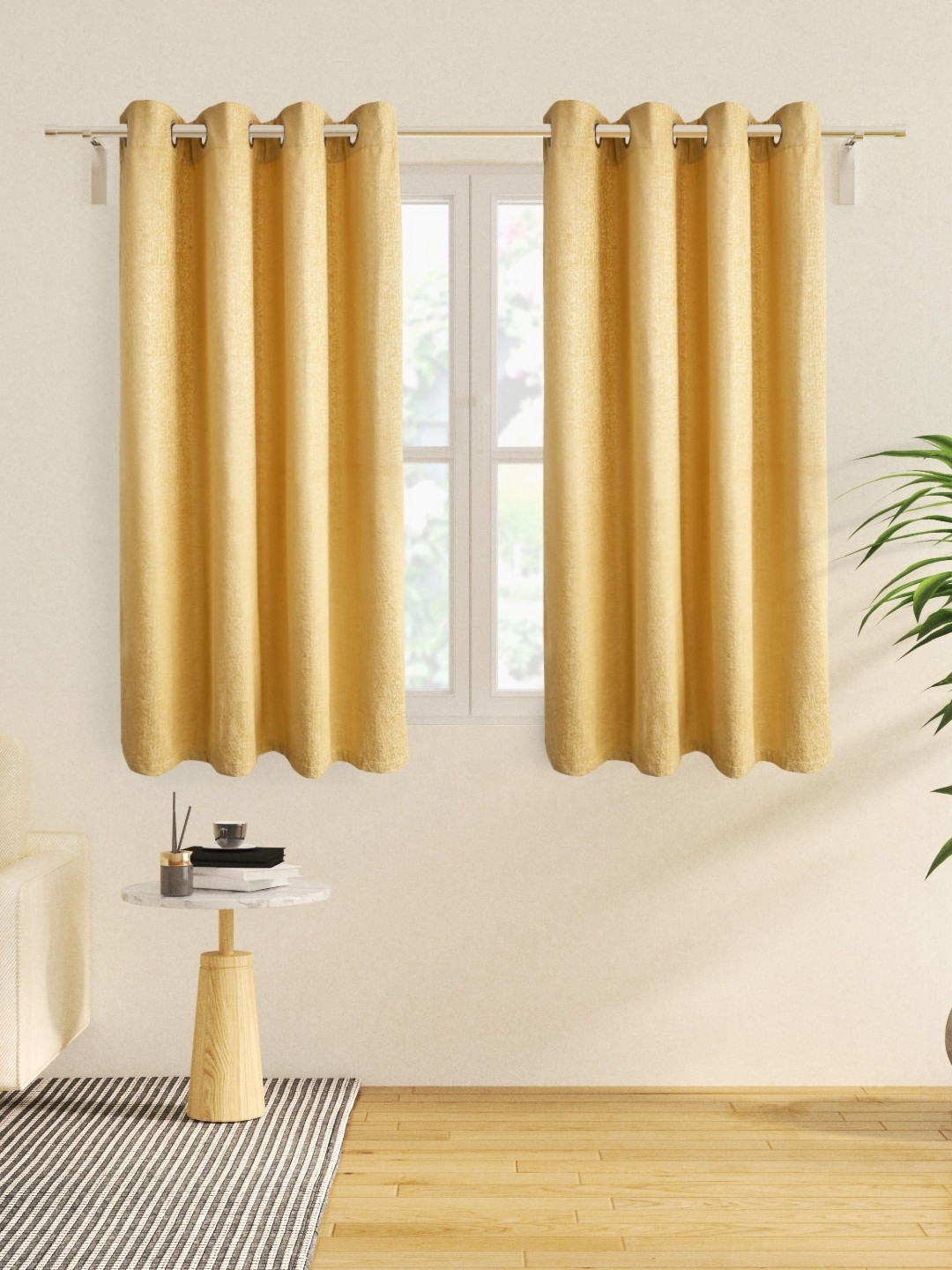 

Home Centre Calamus Vines Yellow Room Darkening Window Curtain