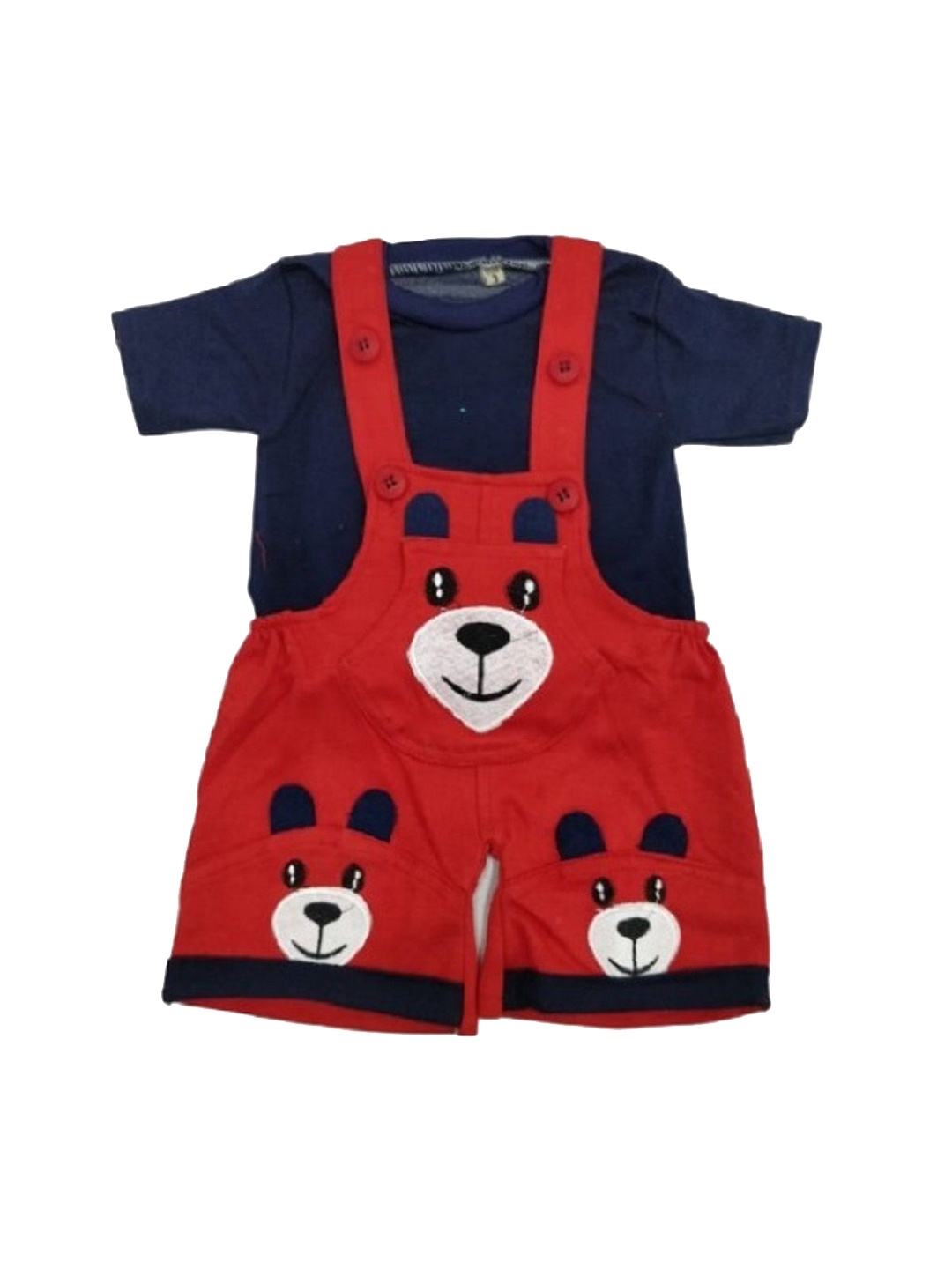 

BAESD Infants Boys Printed Cotton Dungaree With T-Shirt, Red