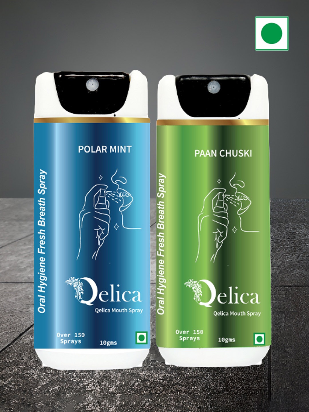 

Qelica Set Of 2 Paan Chuski And Polar Mint Fresh Breath Spray-10g Each, Green