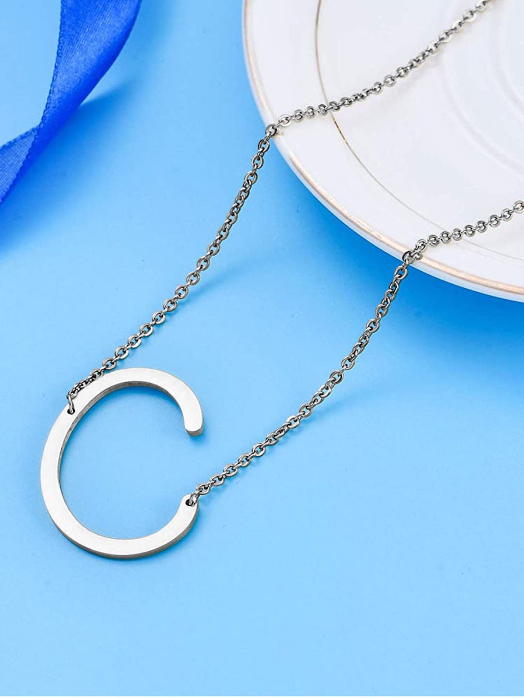 

DressBerry Girls 925 Sterling Silver C Alphabet Pendant with Chain
