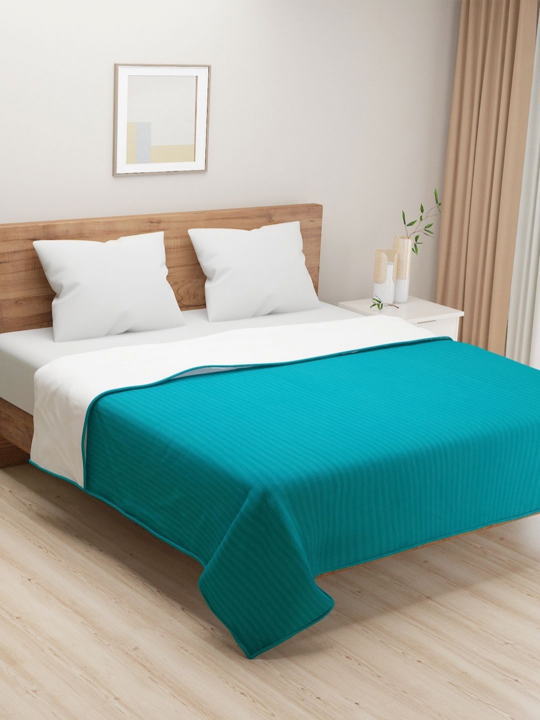 

SWAYAM Blue Striped AC Room 110 GSM Cotton Double Bed Dohar