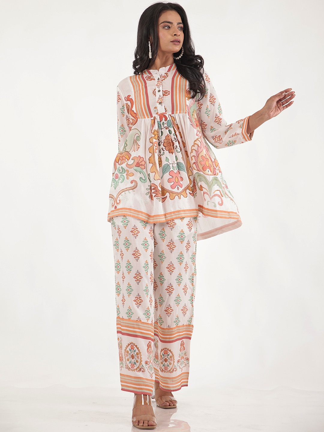 

WESTIFIED Printed Tunic With Trouser Co-Ords, White