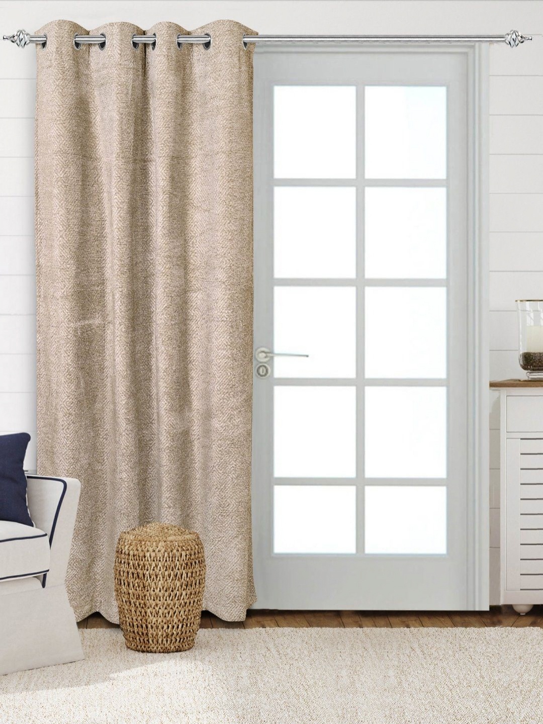 

Saral Home Beige Abstract Woven Design Black Out Door Curtain