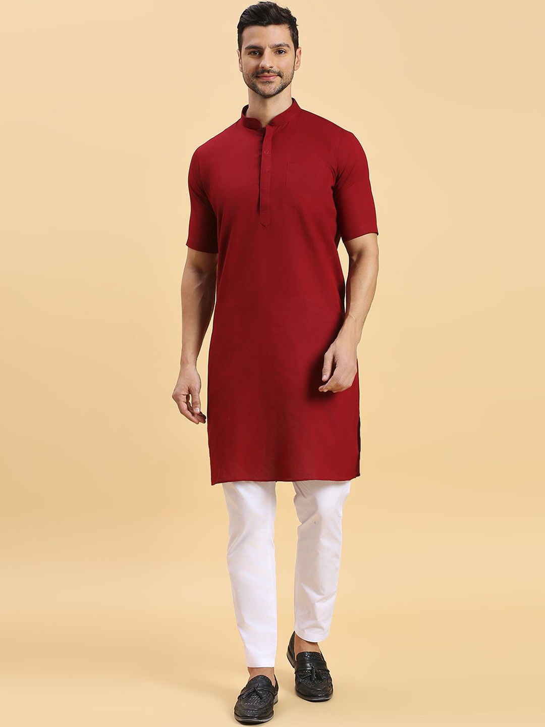 

RAJUBHAI HARGOVINDAS Men Quirky Kurta, Maroon