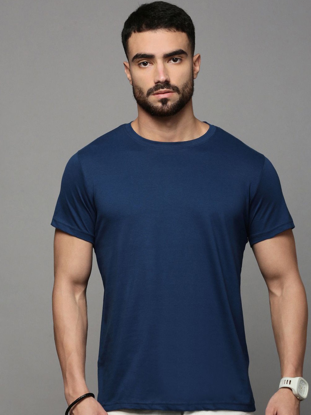 

Mast & Harbour Men Cotton Lounge Tshirts, Navy blue