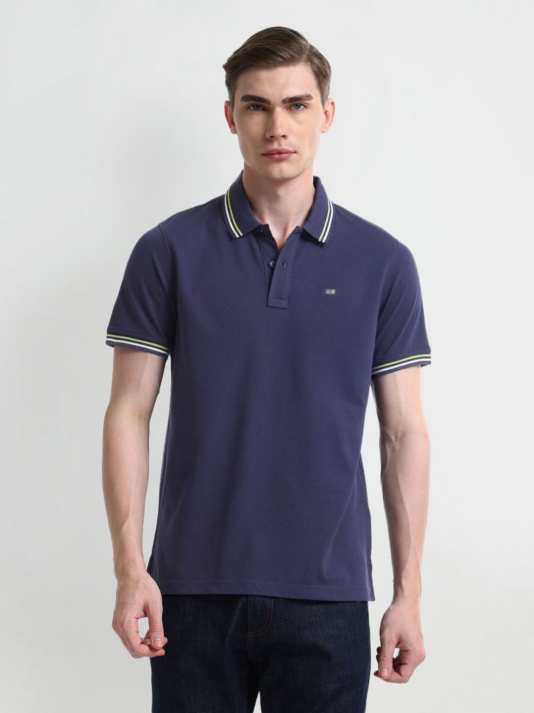 

Arrow Sport Men Solid Polo Collar Cotton T-shirt, Blue