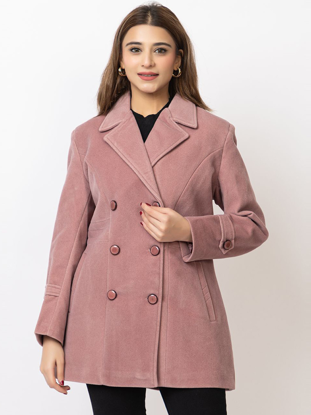

Lady Leaf Winter Wear Tweed Led Flock Coat, Pink