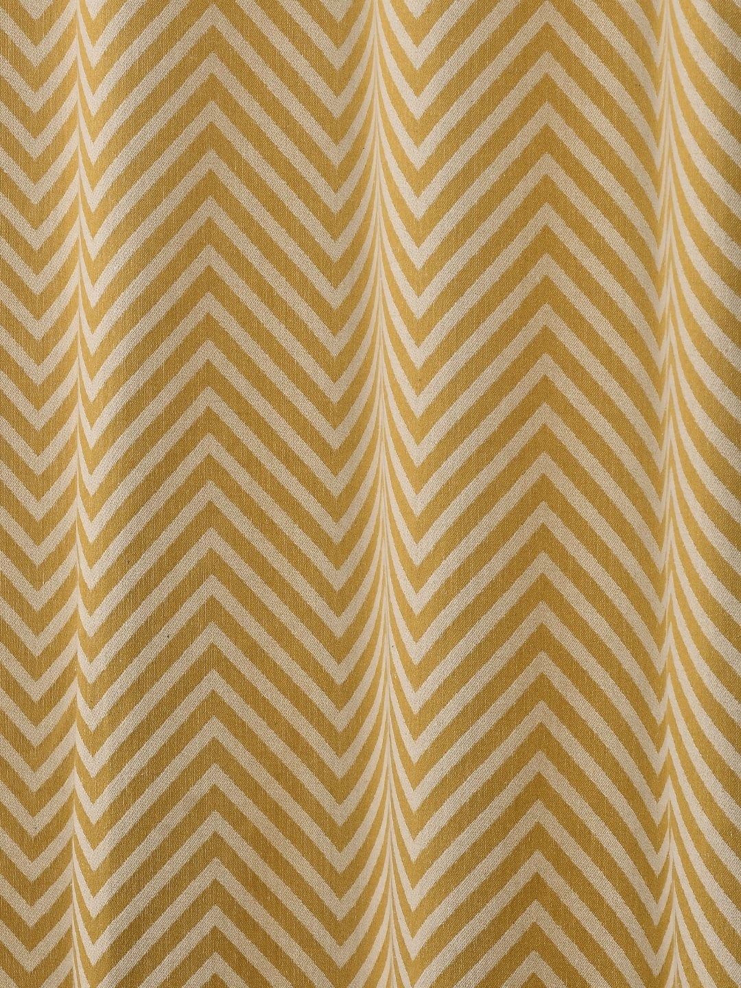 

Saral Home Yellow & Off White 2 Pieces Chevron Woven Design Room Darkening Window Curtains