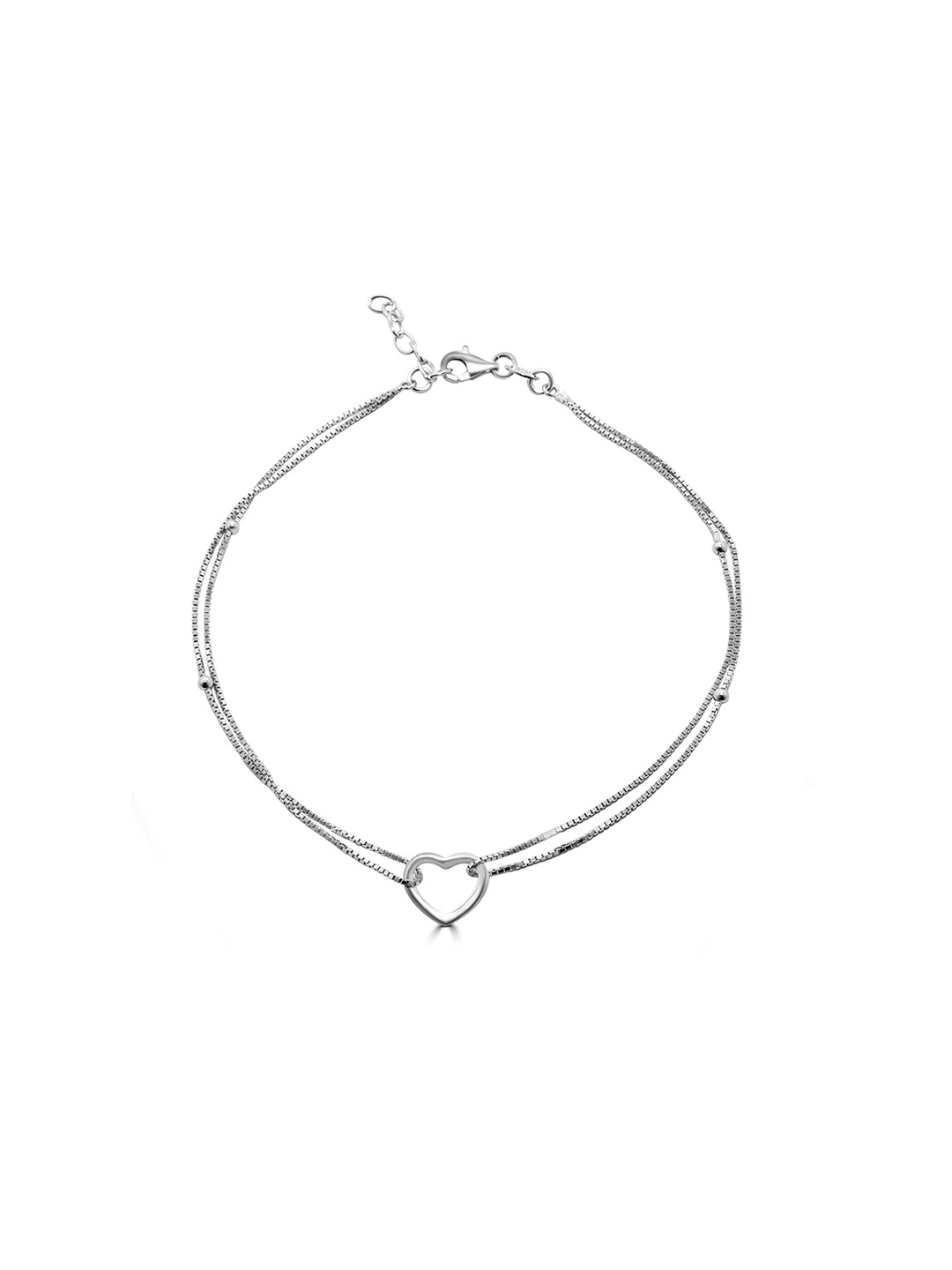 

925 SILLER Sterling Silver Rhodium-Plated Single Anklet