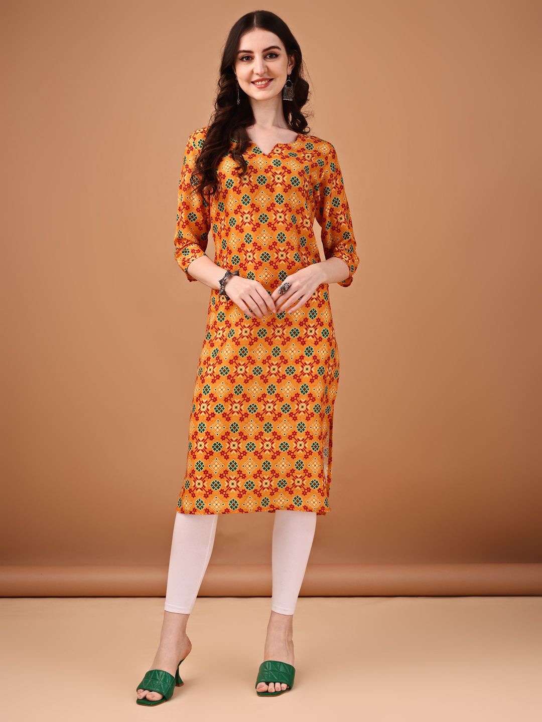 

Anouk Rustic Women Ethnic Motifs Printed Kurta, Yellow
