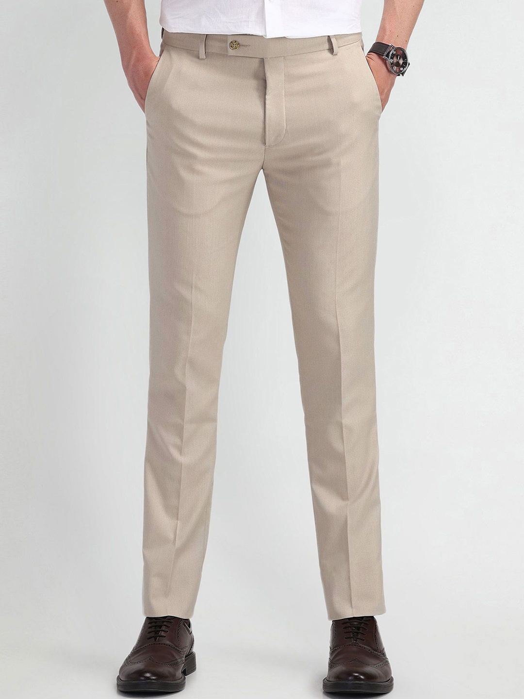 

Arrow Men Urban Slim Slim Fit Trousers, Beige