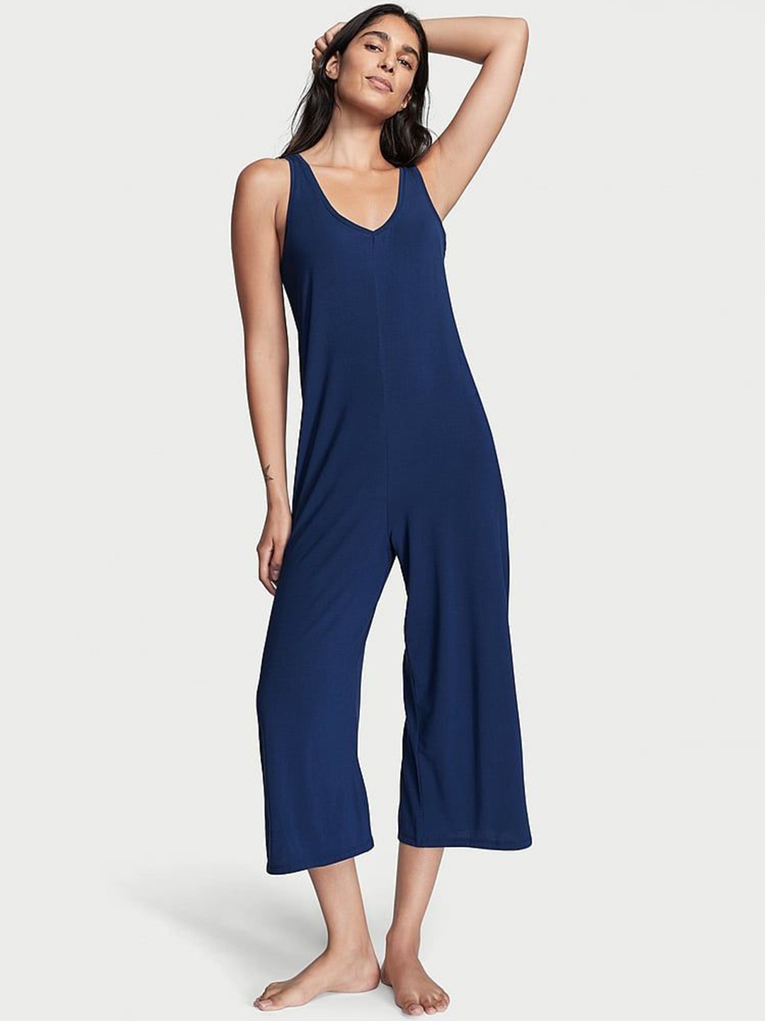 

Victoria's Secret Women Solid V-Neck Jumpsuit, Blue