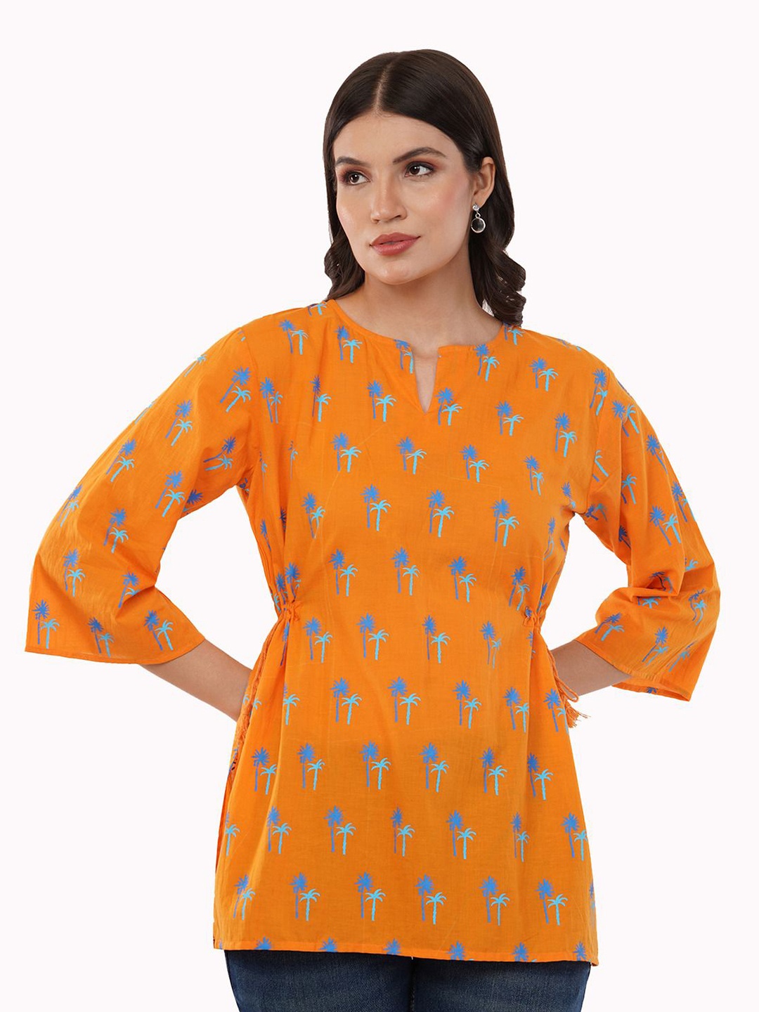 

Linen Options Women Tropical Cotton Tunic, Orange