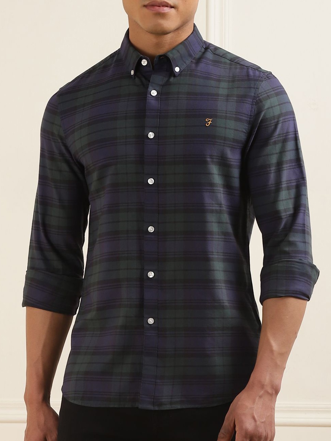 

Farah Men Slim Fit Opaque Checked Casual Shirt, Multi