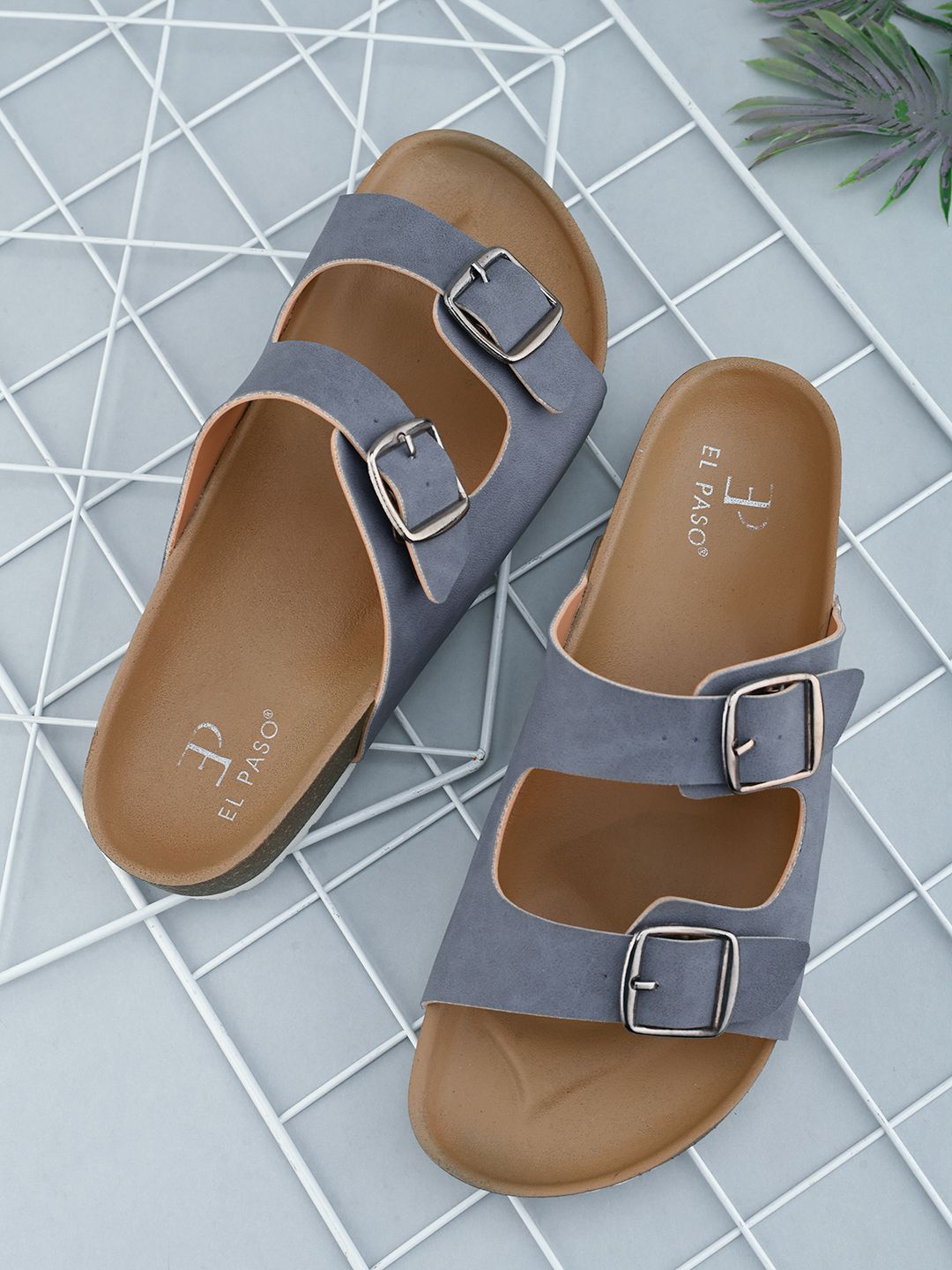 

El Paso Women Open Toe Flats with Buckles, Blue