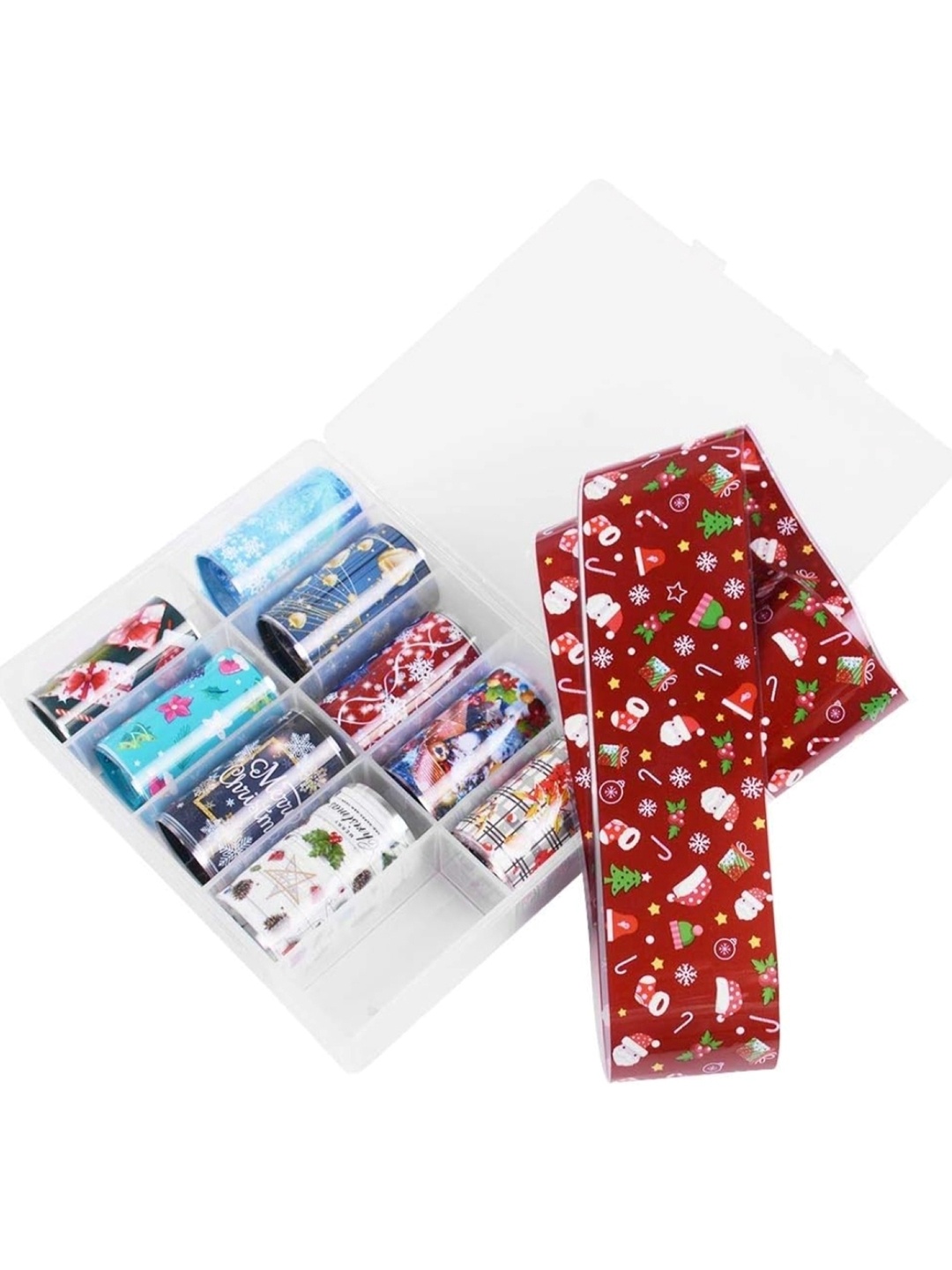 

RANORE 10-Ppcs Christmas Designed Nail Foil Paper, Red