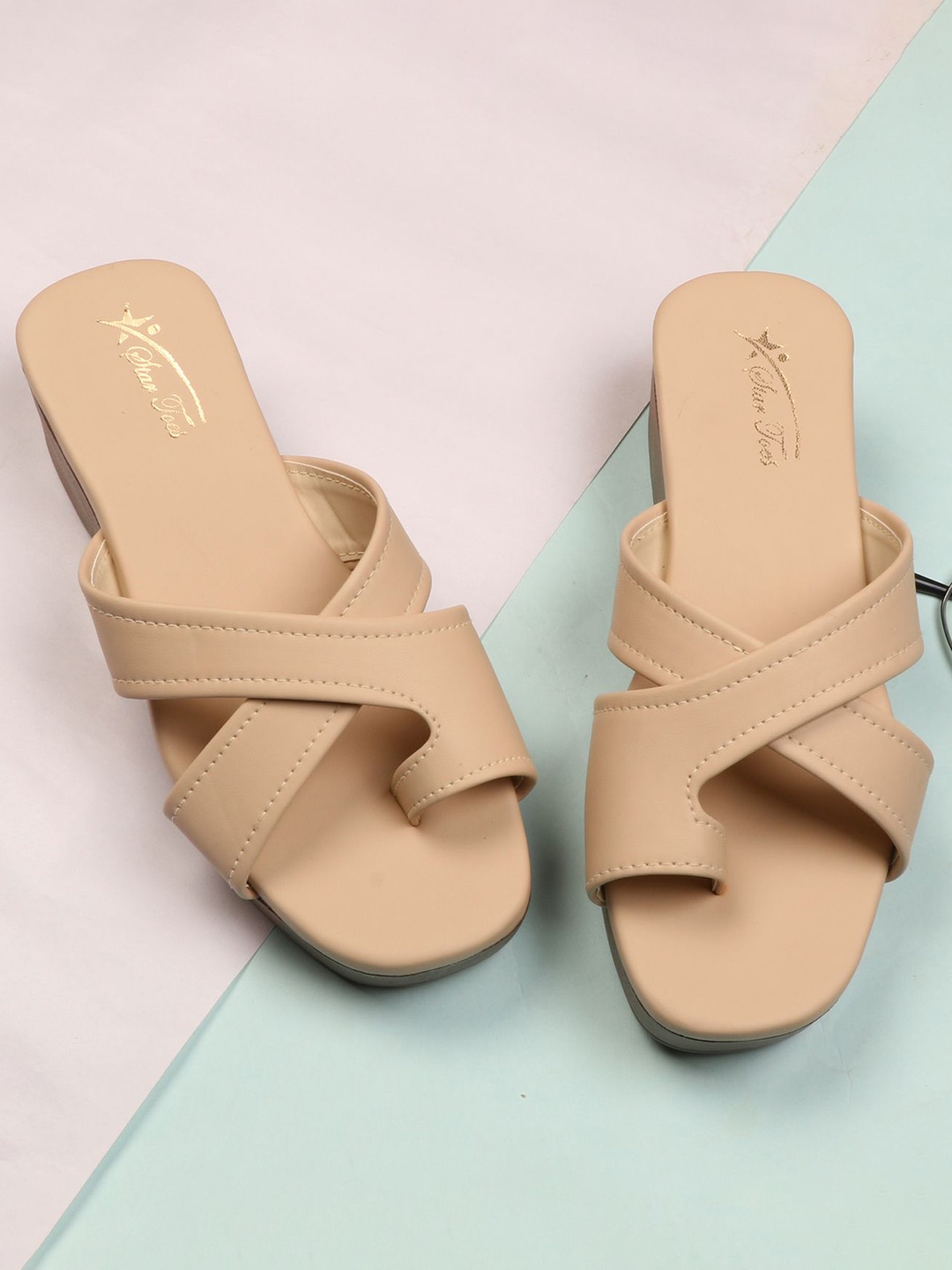 

STARTOES Embellished Wedge Sandals, Beige