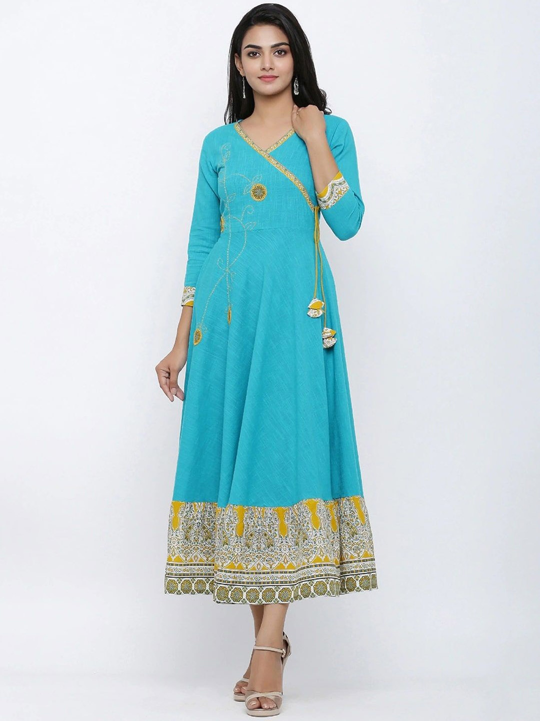 

YASH GALLERY Women Embroidered Patchwork Anarkali Kurta, Teal