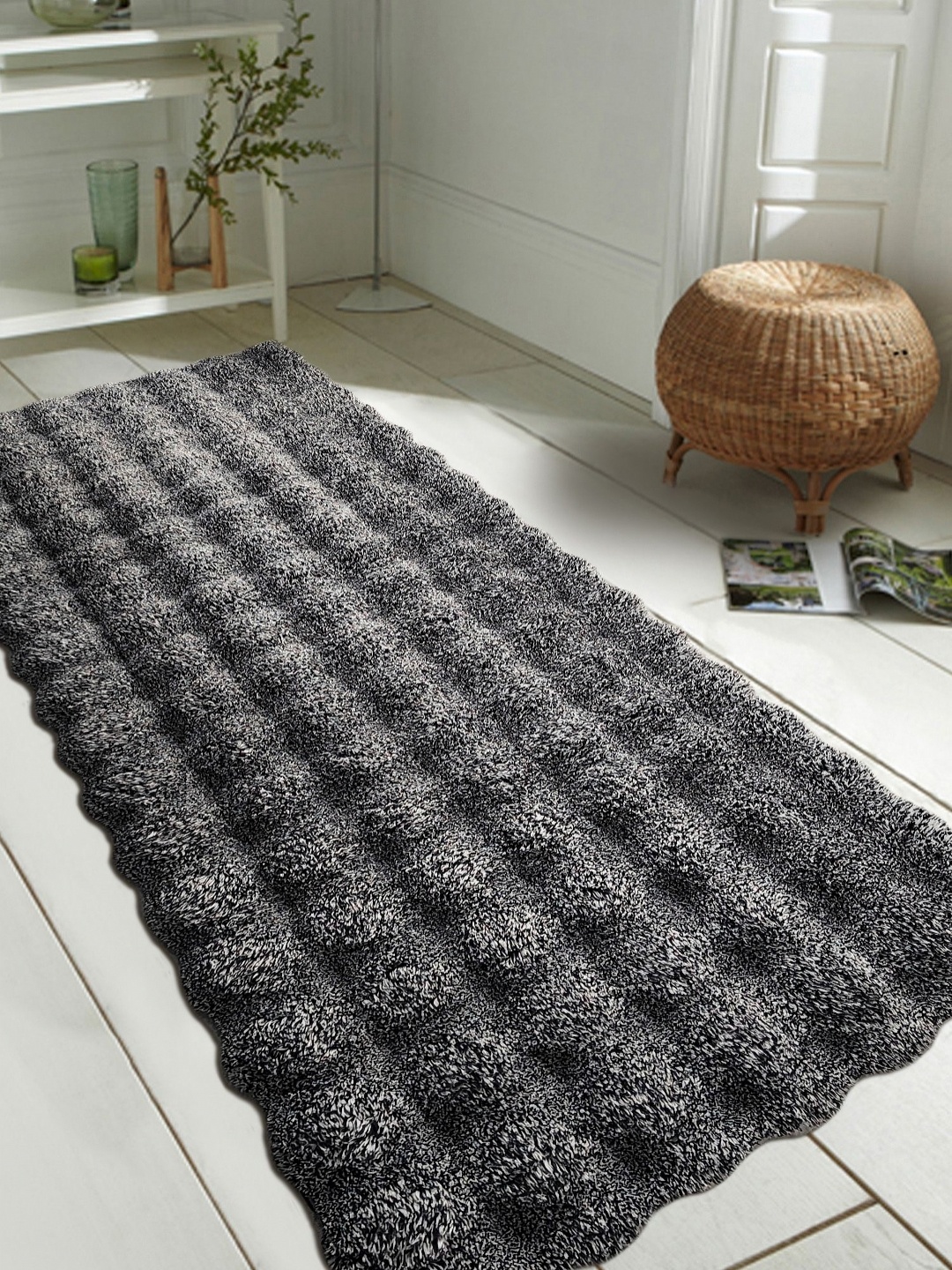 

OBSESSIONS Charcoal Black Textured Water Repellent Bedside Runners