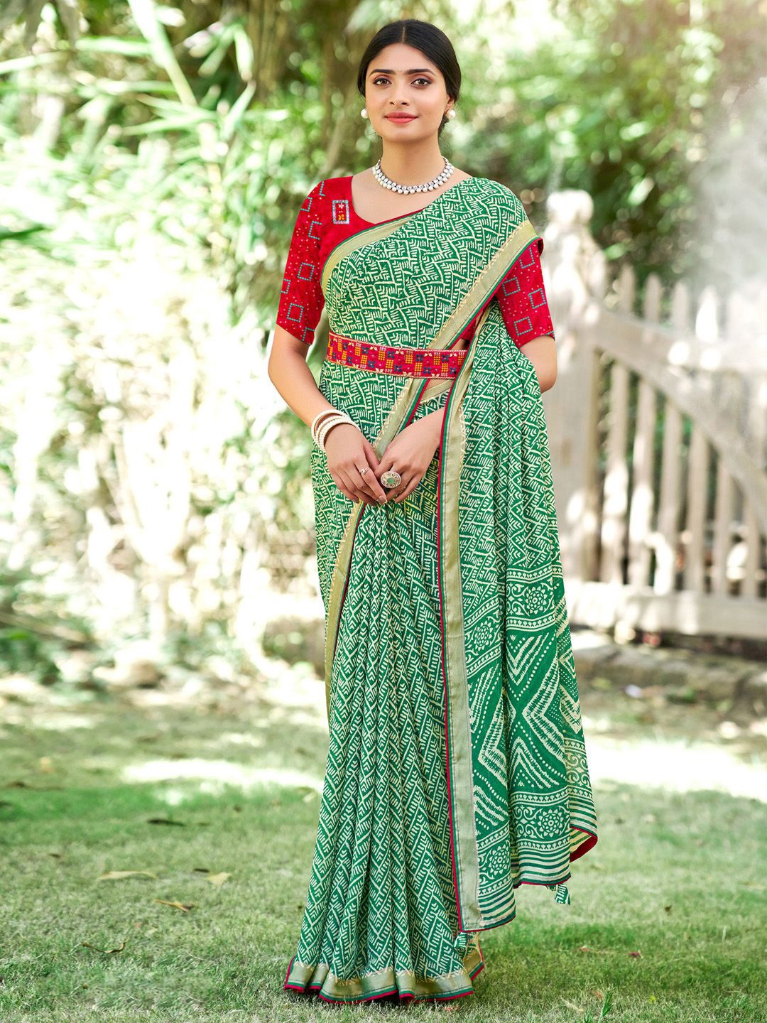 

Saree mall Ethnic Motifs Printed Sarees, Sea green