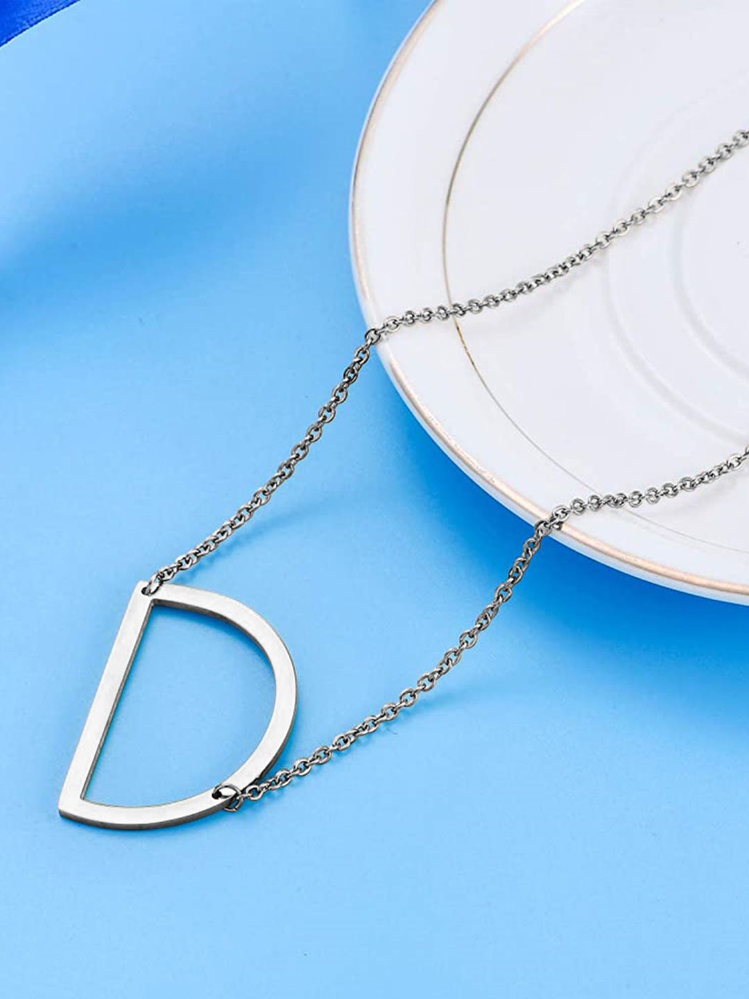 

DressBerry Girls 925 Sterling Silver D Alphabet Pendant with Chain