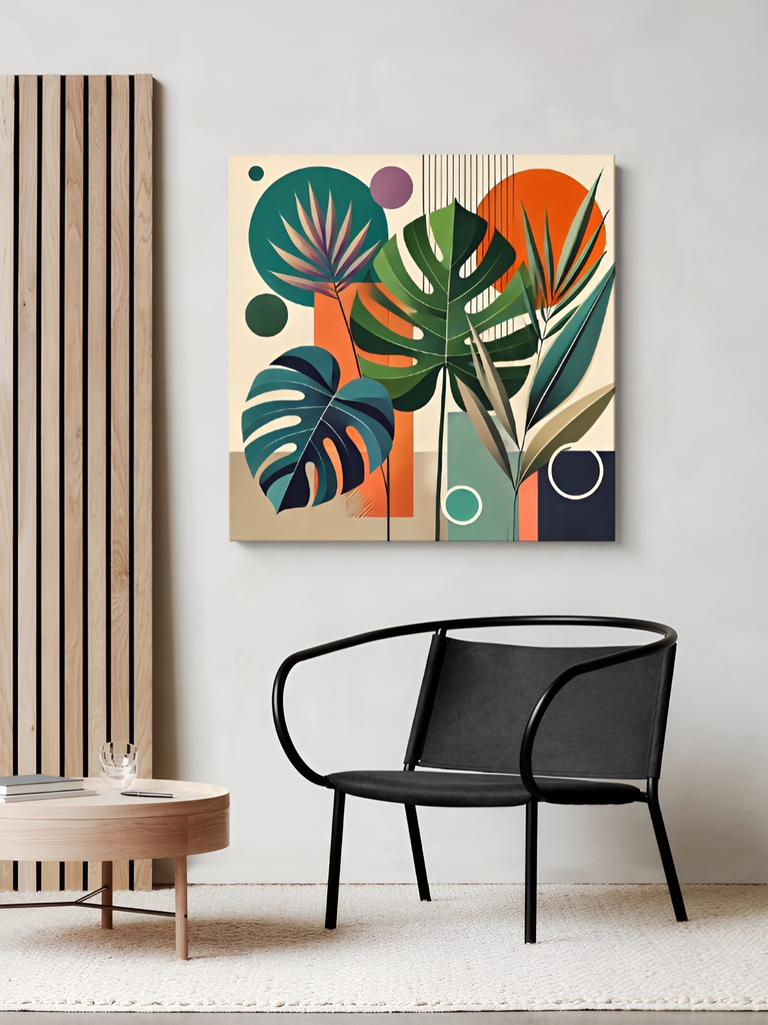 

999Store Cream-Coloured & Green Botanical Canvas Wall Art