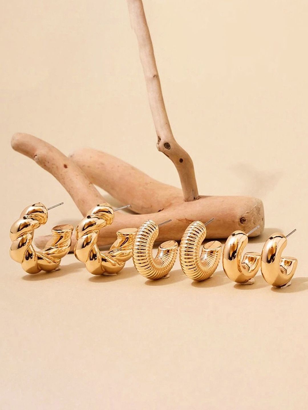 

Jewels Galaxy Contemporary Half Hoop Earrings, Gold