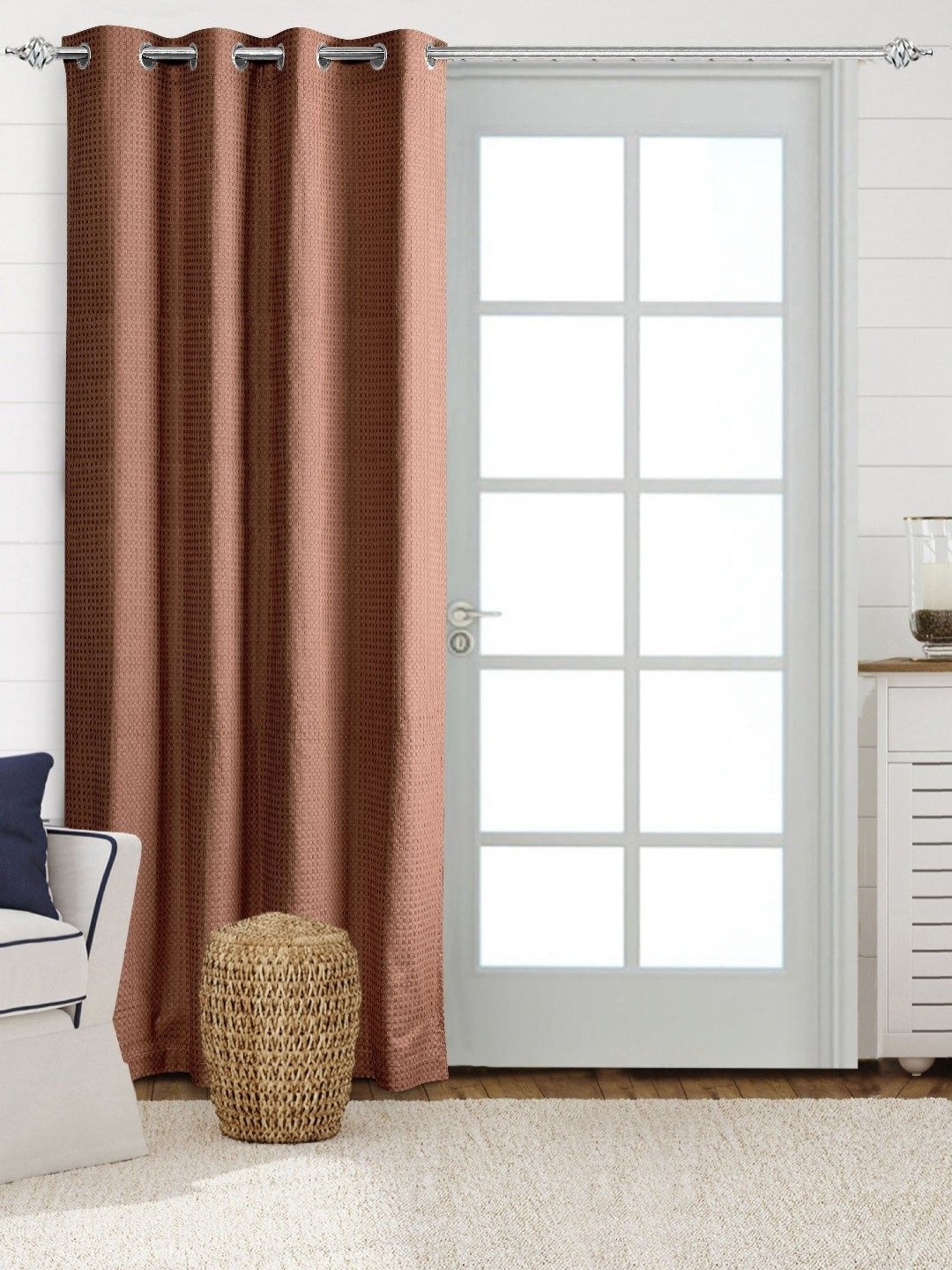 

Saral Home Brown Geometric Cotton Room Darkening Door Curtain
