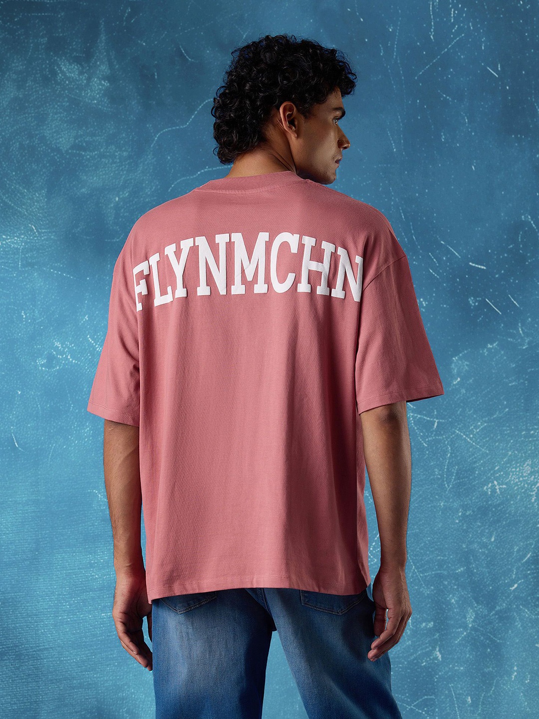 

Flying Machine Men Typography Printed Round Neck Cotton Oversized T-shirt, Red