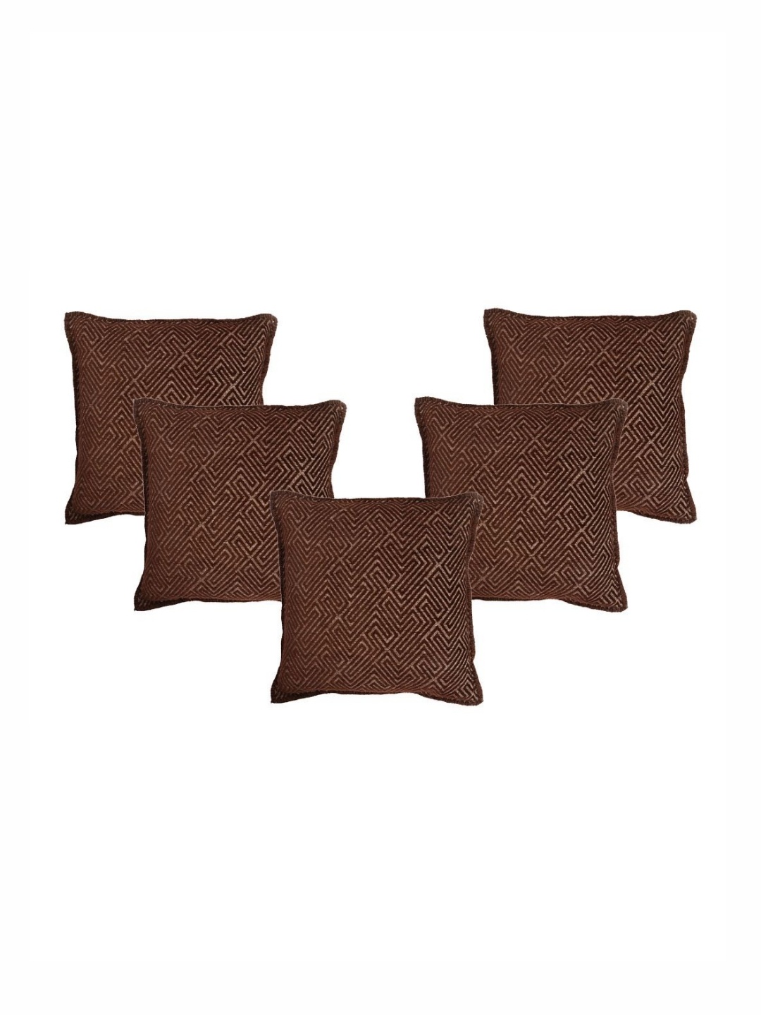 

Saral Home Brown 5 Pieces Geometric Square Cushion Covers