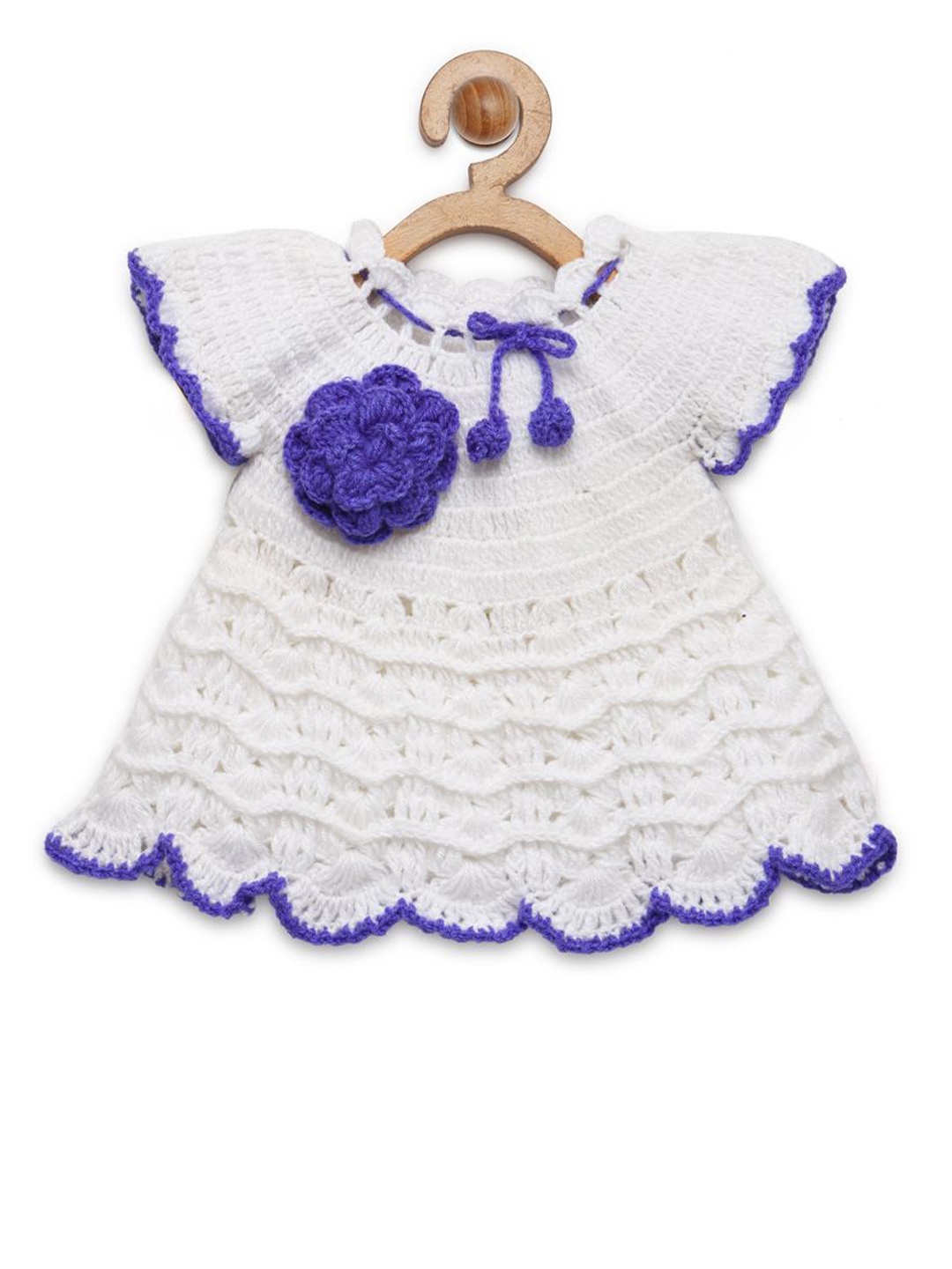 

CHUTPUT Girls Pure Wool Fit & Flare Knee Length Dress, Cream
