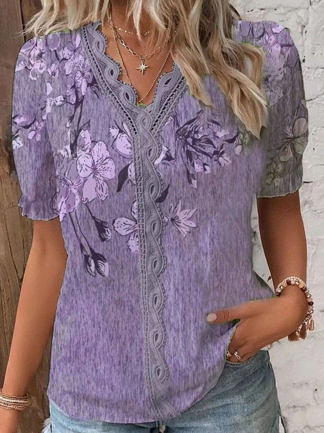 

StyleCast Floral Print Top, Purple