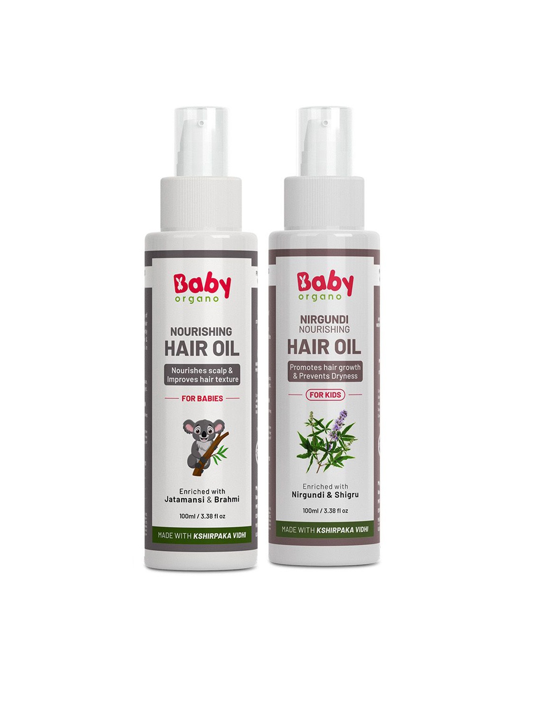 

BABYORGANO Kids Set Of 2 Nirgundi Nourishing Hair Oil-100ml With Nourishing Hair Oil-100ml, White