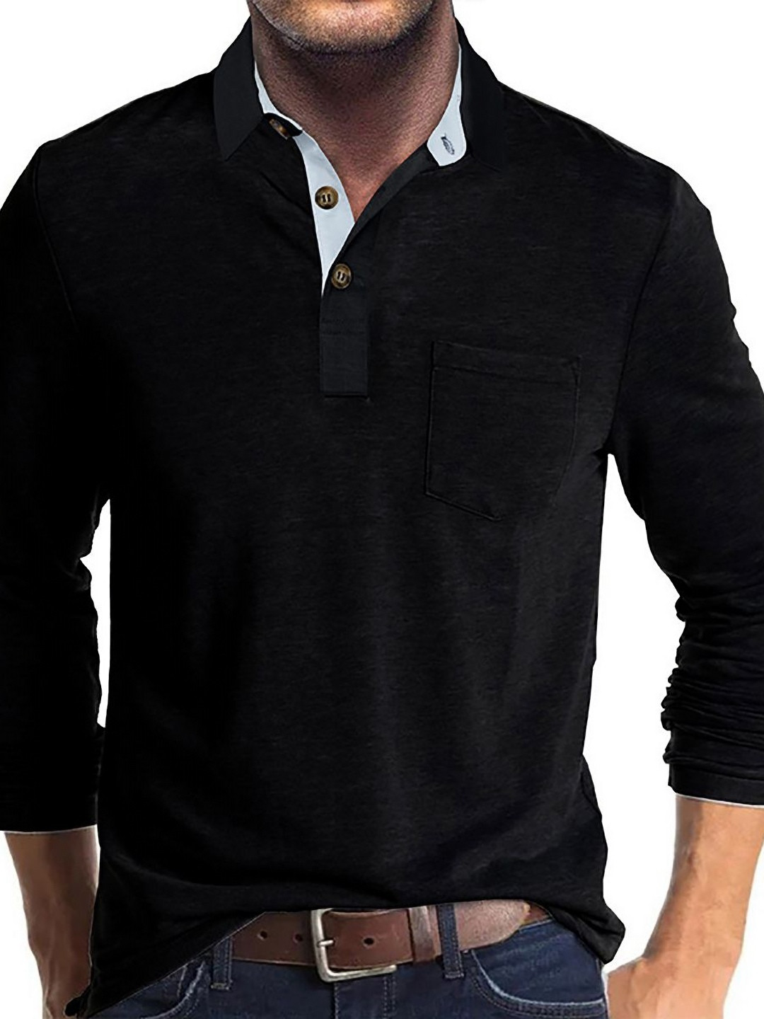 

StyleCast x Revolte Men Solid Polo Collar Cotton T-shirt, Black