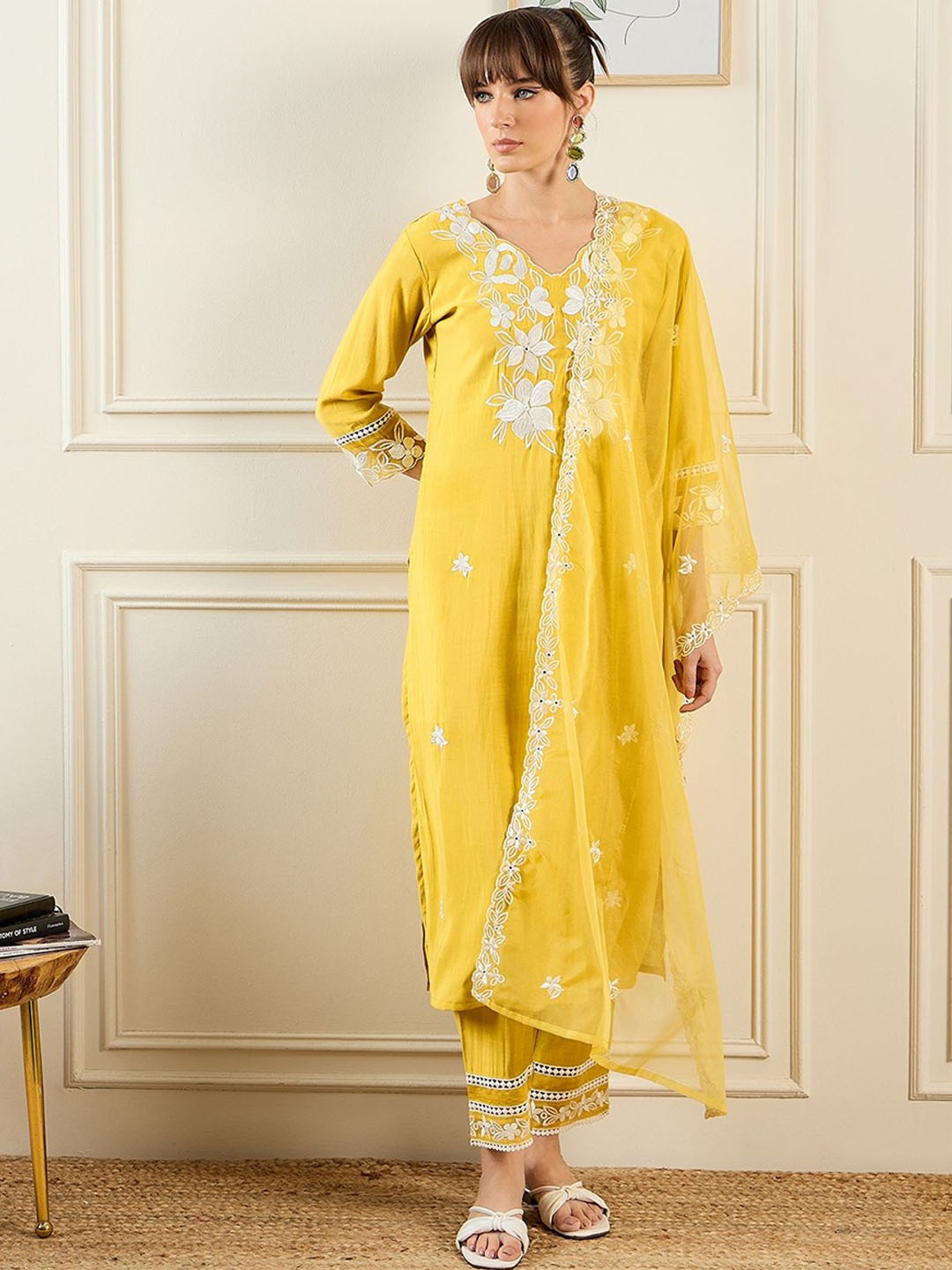 

Indo Era Women Yellow Kurta Sets