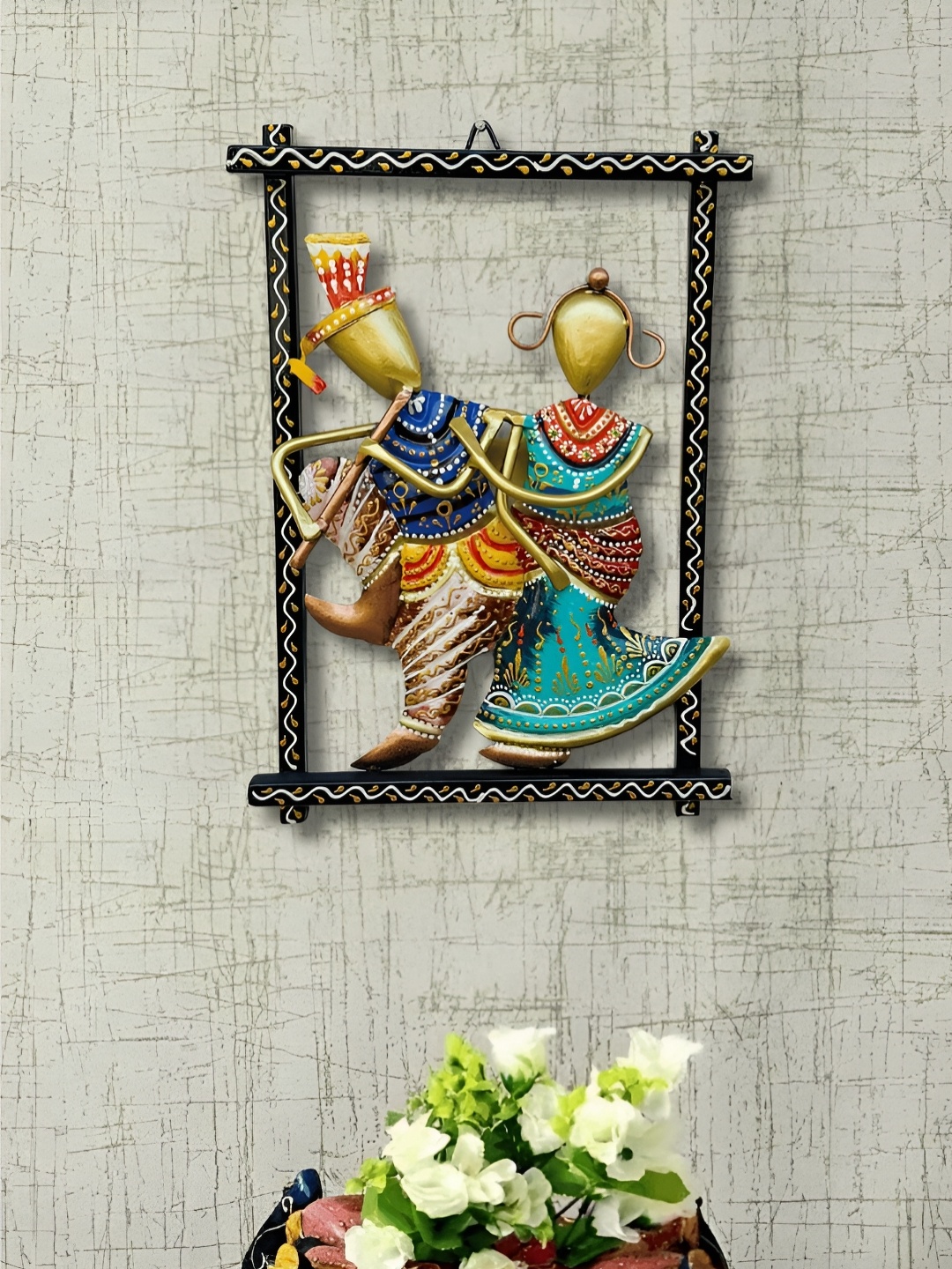 

PRANJALS HOUSE Blue & Green Radha Krishna Metal Hanging Wall Decor