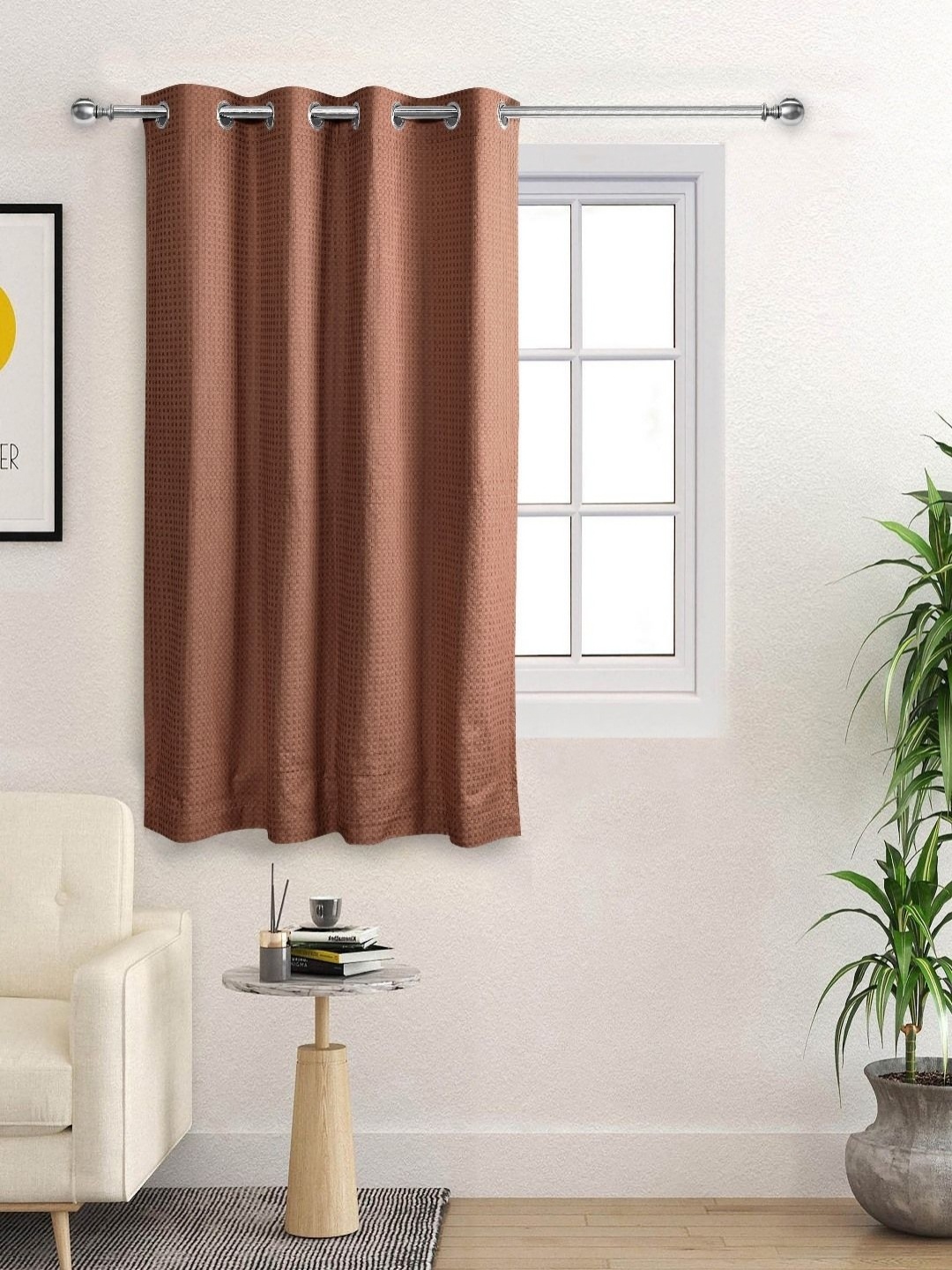 

Saral Home Brown Geometric Woven Design Cotton Room Darkening Window Curtain