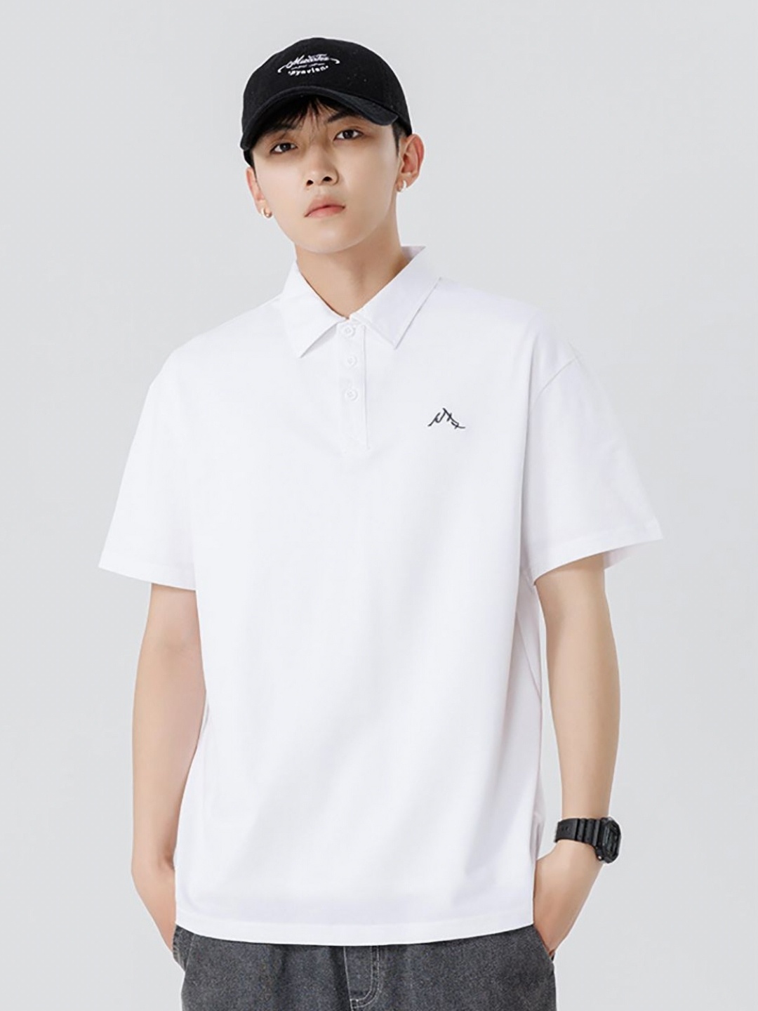 

StyleCast x Revolte Men Solid Polo Collar Cotton T-shirt, White