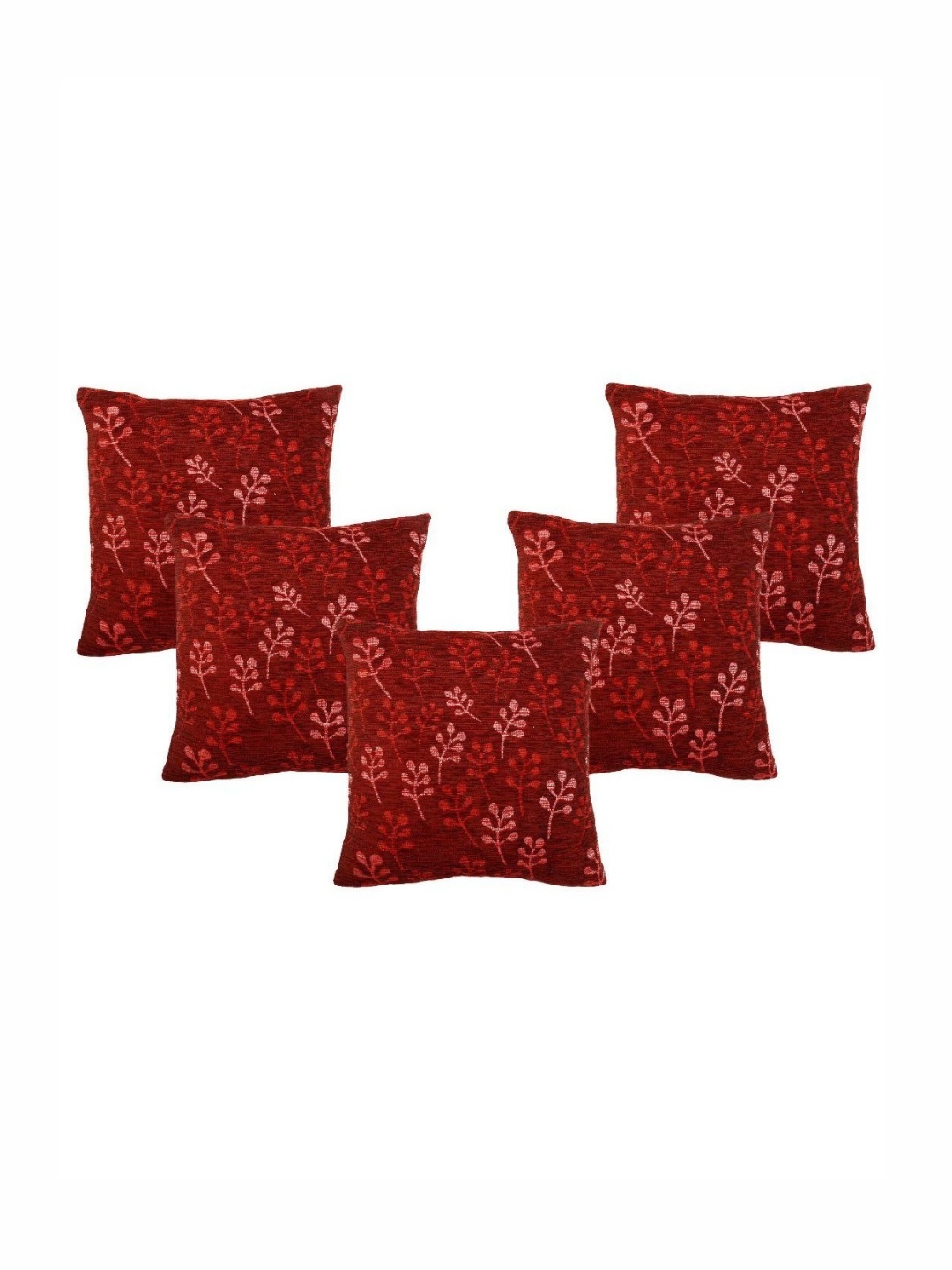 

Saral Home Maroon & White 5 Pieces Floral Square Cushion Covers