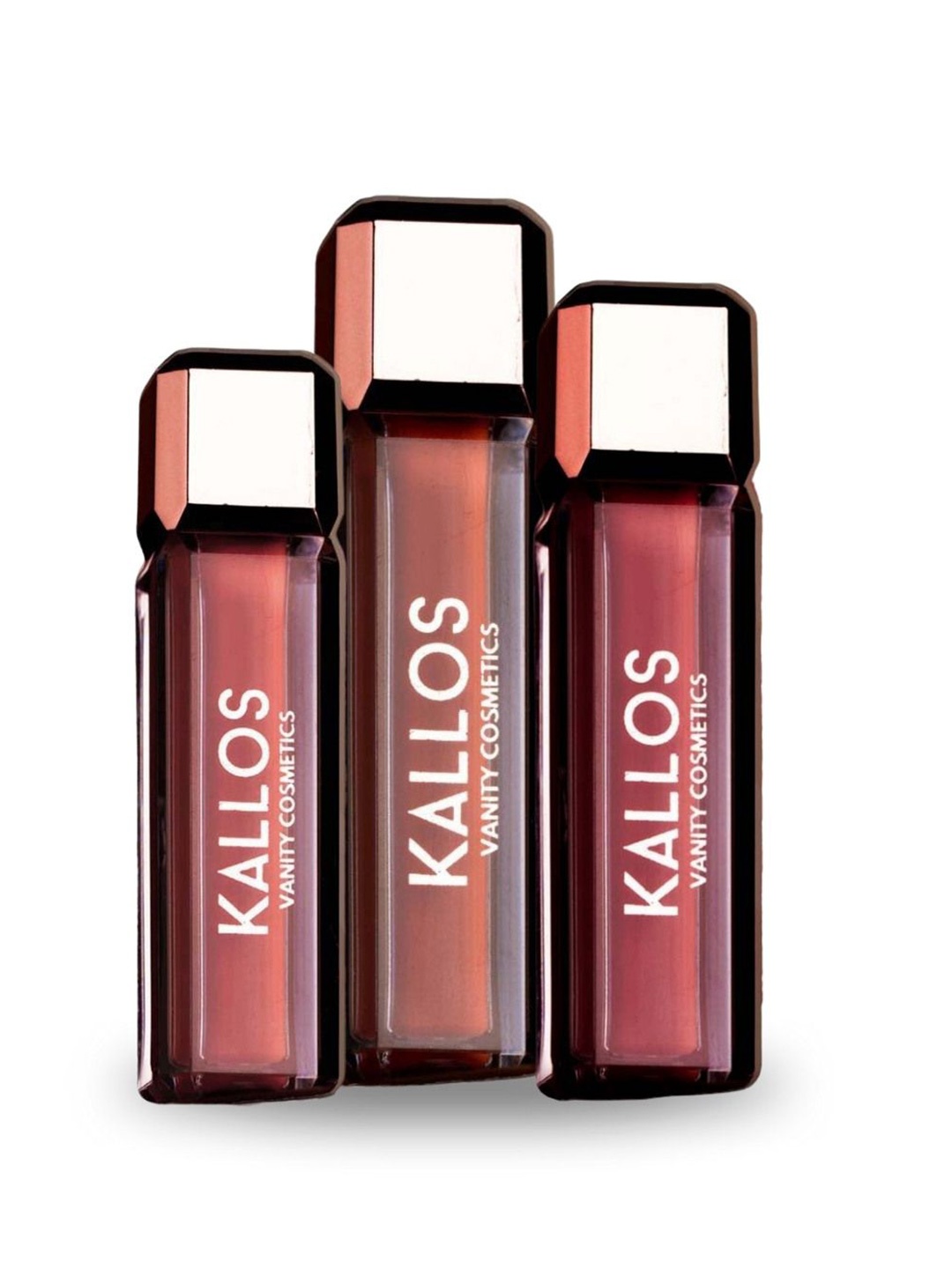 

KALLOS VANITY Set of 3 Lip Plush Lipsticks- 3 ml - Vintage Icon -Almost Famous -Peach Play, Red