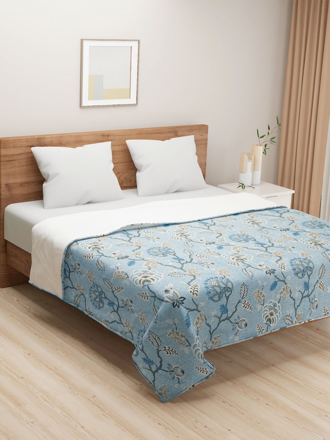 

SWAYAM Sea Green & White Floral AC Room 110 GSM Cotton Double Bed Dohar