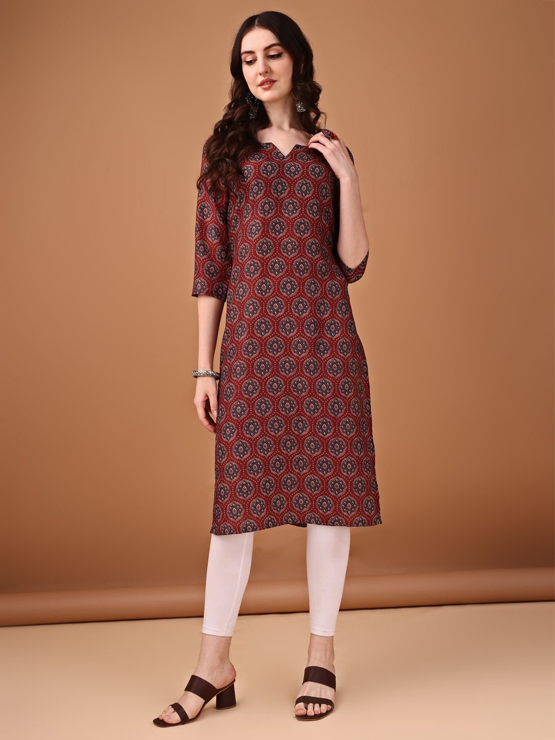 

Anouk Rustic Women Ethnic Motifs Printed Kurta, Maroon