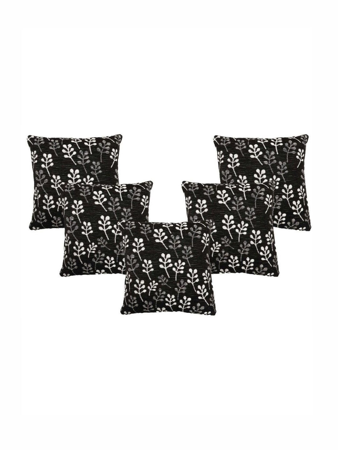 

Saral Home Black & White 5 Pieces Floral Square Cushion Covers