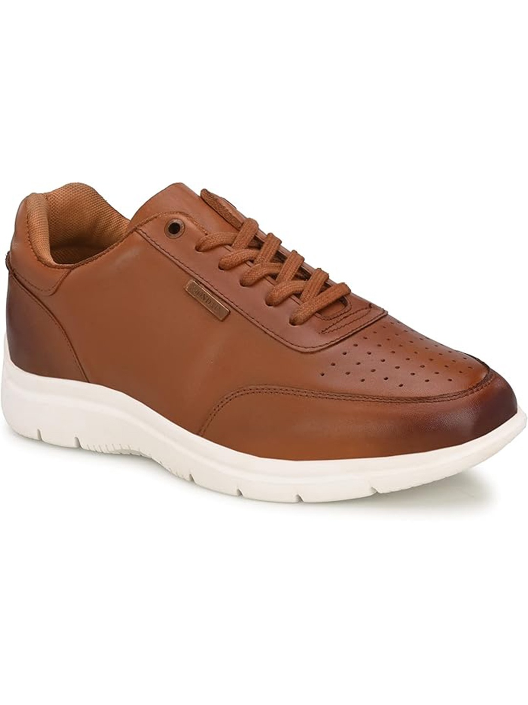 

MONDAIN Men Leather Comfortable Casual Sneakers, Tan