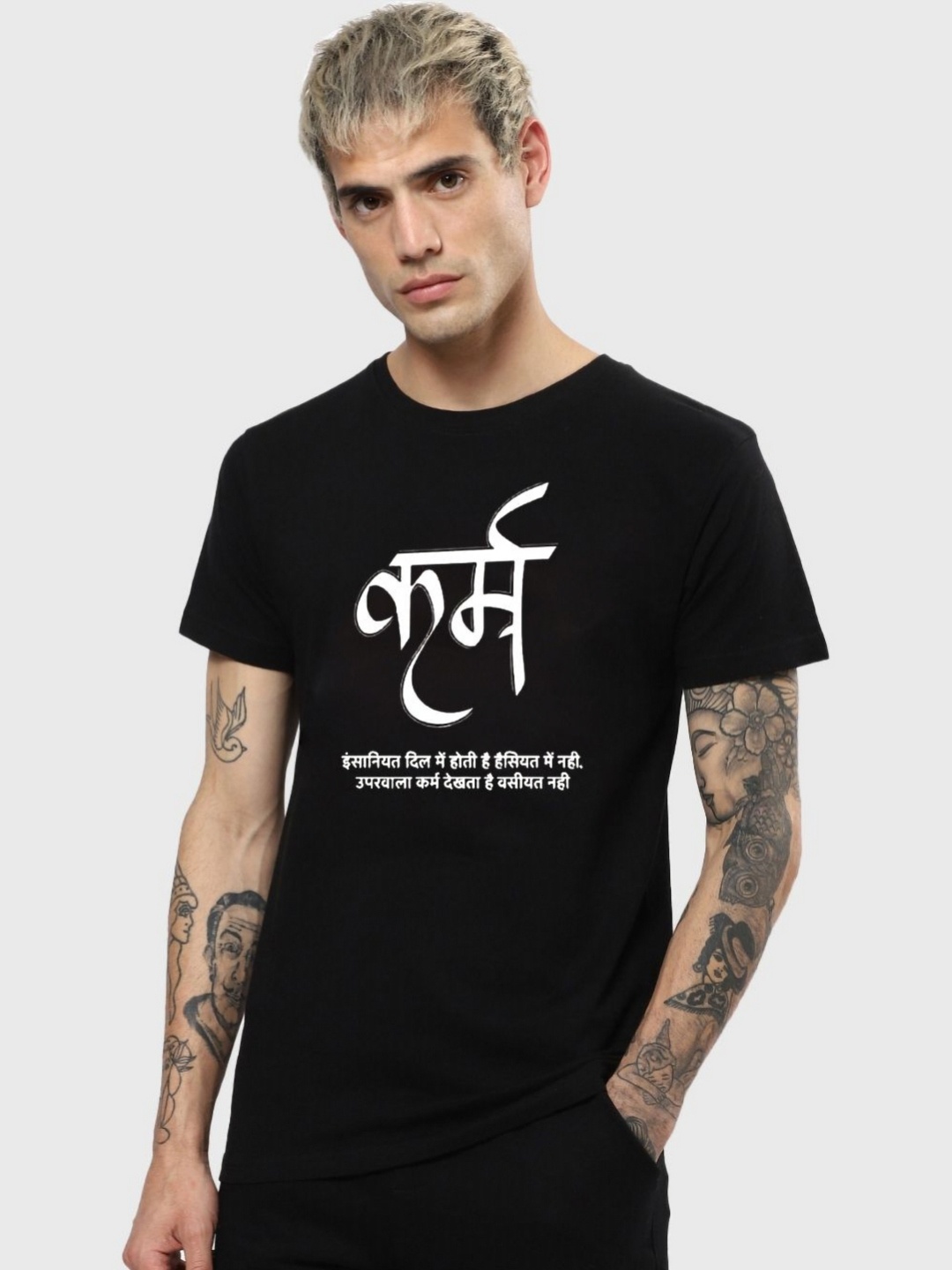 

Sterio Pace Men Typography Printed Round Neck Cotton Relaxed Fit T-shirt, Black